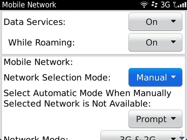 Press Network Selection Mode.