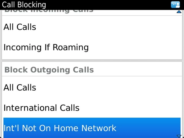 Int'l Not On Home Network