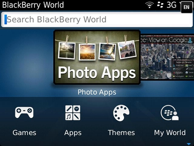 To search by name:Press Search BlackBerry World.