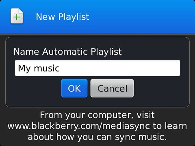 Key in a name for the list and press OK.