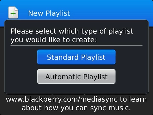 If you selected Standard Playlist in step 3: