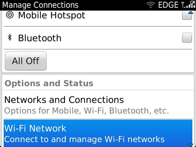 Press Wi-Fi Network.A list of available Wi-Fi networks is displayed.