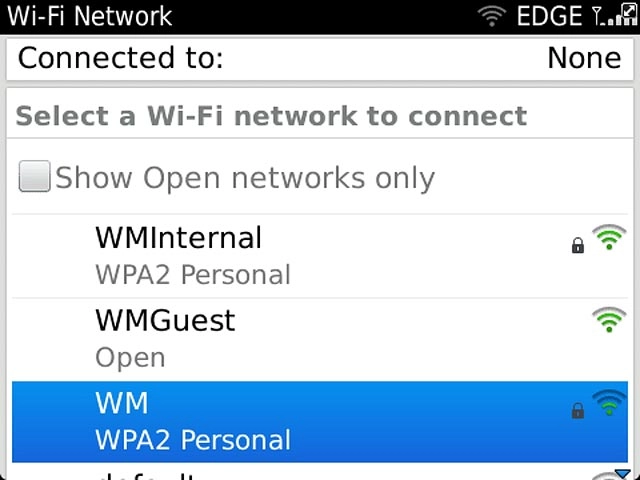 Press the required network.Follow the instructions on the display to select security settings, if required.