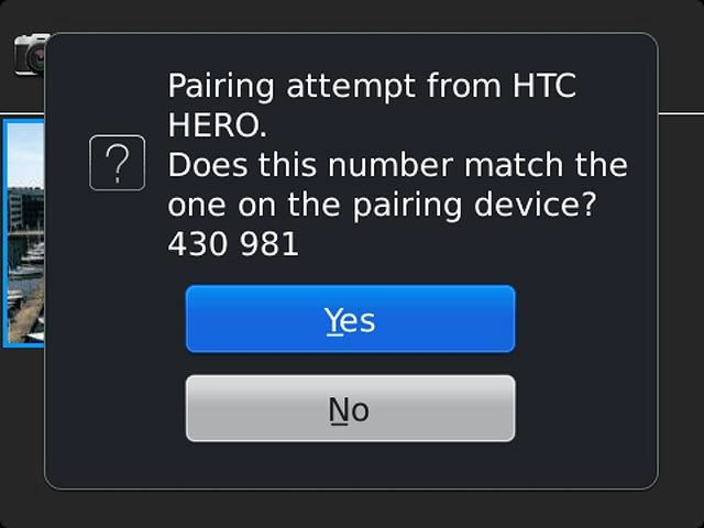 Check that the same access code is displayed on both devices and press Yes.The transfer of the file needs to be accepted at the receiving end.The file is sent.