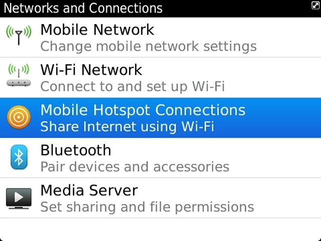 Press Mobile Hotspot Connections.