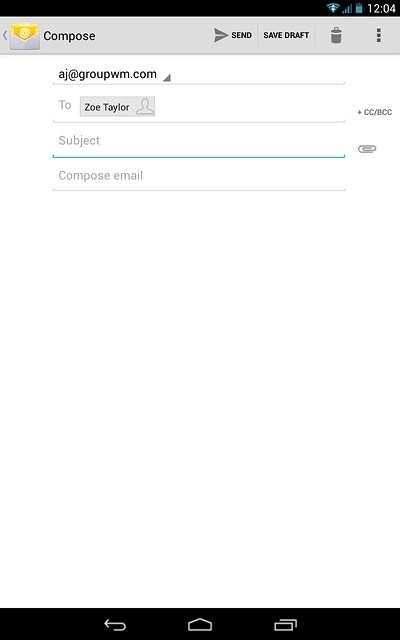 Press Subject.Key in a subject for the email message.