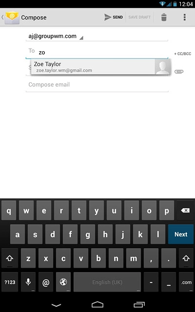 Key in the first letters of the required contact.Matching contacts are displayed.Press the required contact.Repeat the procedure to add more recipients.