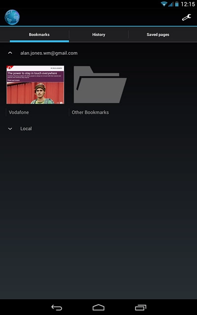 Press the required bookmark.