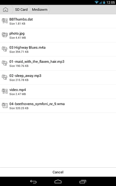 Press the required file.