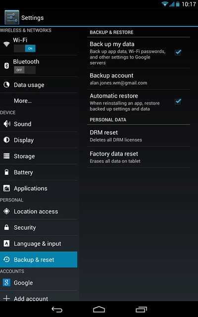 Press Factory data reset.