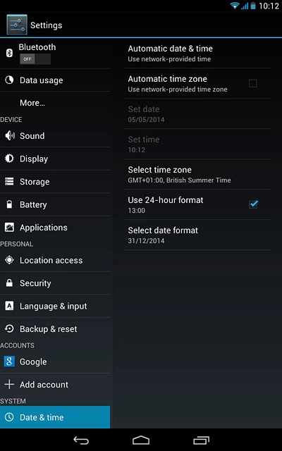 Press Automatic date & time.