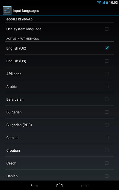Press the return icon.