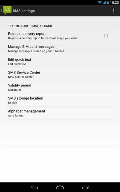 Press SMS Service Center.