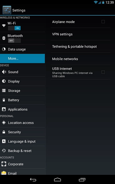 Press Tethering & portable hotspot.