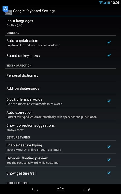 Press the home icon to save the settings and return to the home screen.