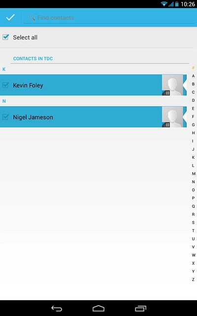 Press the confirm icon.After a moment the contacts are copied.