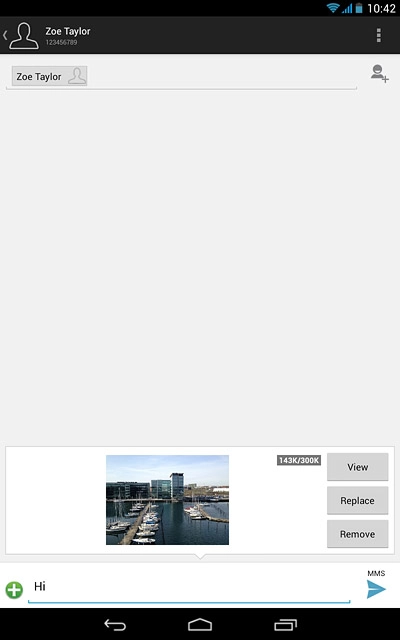 Press MMS when you've finished your picture message.