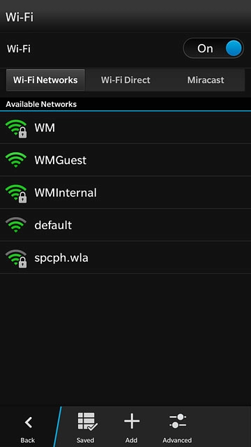 A list of Wi-Fi networks within range is displayed.Press the required Wi-Fi network.
