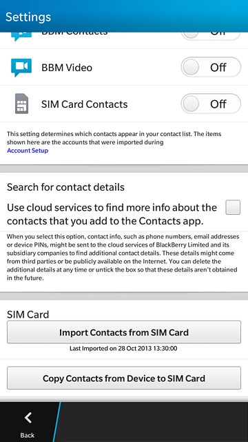 Press Copy Contacts from Device to SIM Card.