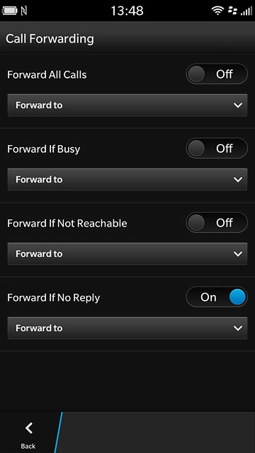 Forward If No ReplyRepeat until all diverts have been cancelled.