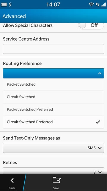 Press Circuit Switched Preferred.