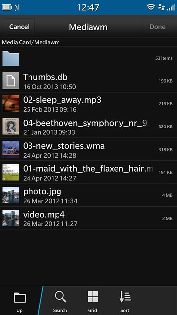 Press the required file to tick it.