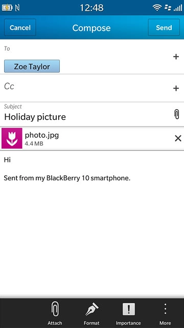 Press Send when you've finished your email message.