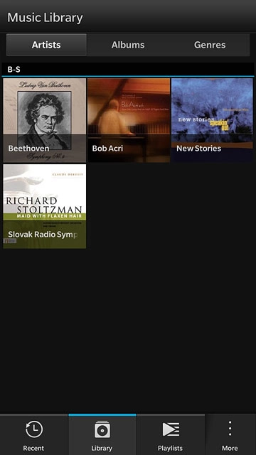 Press Library or Playlists.Go to the required audio file or playlist.