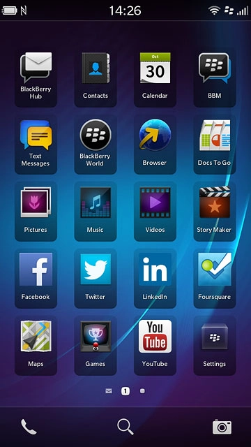 Slide your finger left across the display to open the main menu.Press Music.