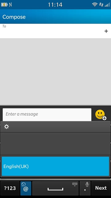 Slide your finger to the required language to select a writing language.