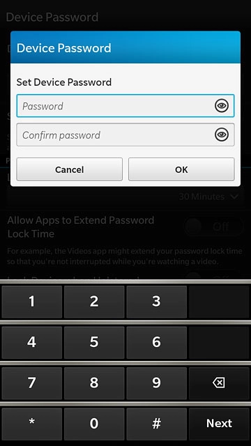 Press Password and key in the required phone lock code.
