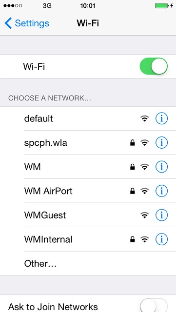 A list of Wi-Fi networks within range is displayed.Press the required Wi-Fi network.