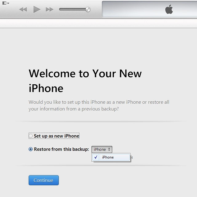 Click the required backup.
