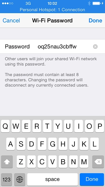 Key in the required password and press Done.
