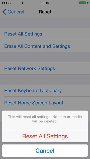 Press Reset All Settings.