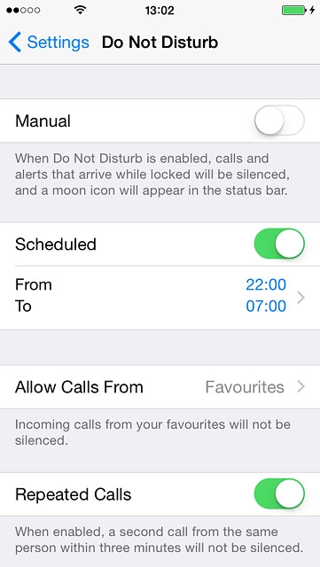 To set your phone to silent mode for specified periods:Press the indicator next to 