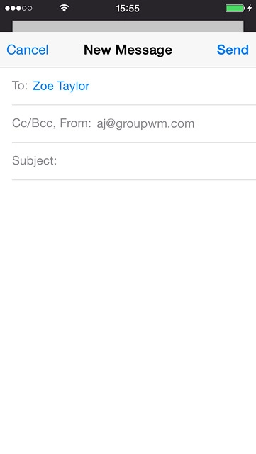 Press Subject and key in a subject for the email message.