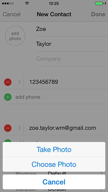 To take a new picture:Press Take Photo.