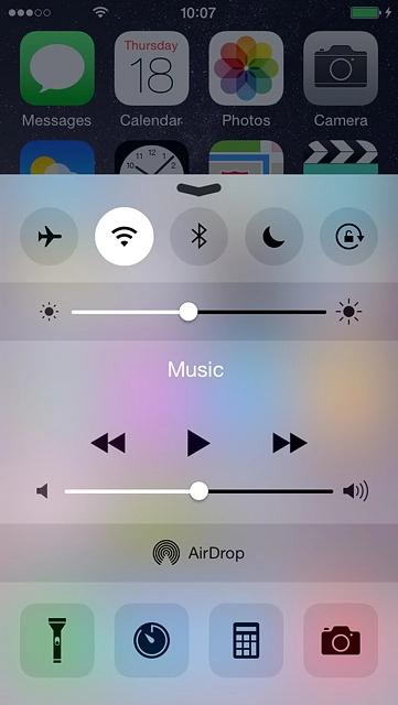 Slide your finger upwards starting from the bottom edge of the display.Press the flight mode icon to turn the function on or off.