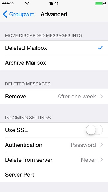 Press the name of the email account you've just set up.