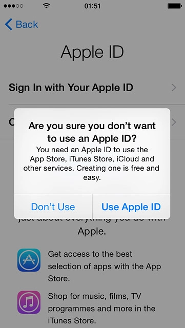 Press Don't Use.Follow the instructions on the display to activate your phone.