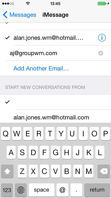 Key in the required email address and press return.