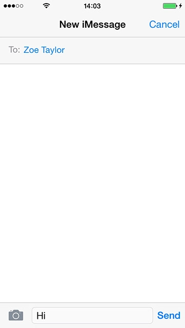 Press Send when you've finished your iMessage.