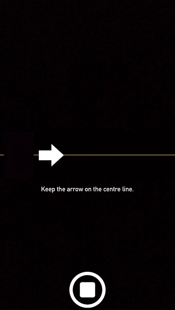 Move your phone slowly to the right in a straight line (the arrow needs to be on the horizontal line).