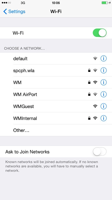 A list of Wi-Fi networks within range is displayed.Press the required Wi-Fi network.