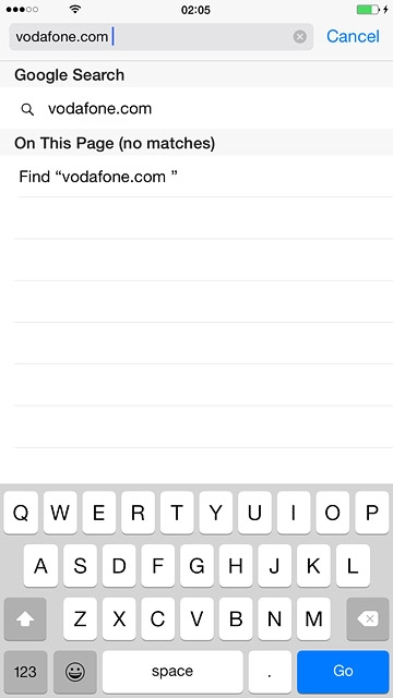 Key in the address of the required web page and press Go.