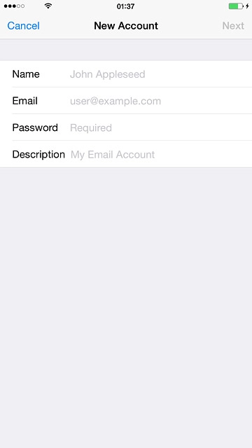 Press Password and key in the password for your email account at your email provider.