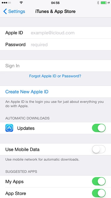 Press Password and key in the password for your Apple ID.