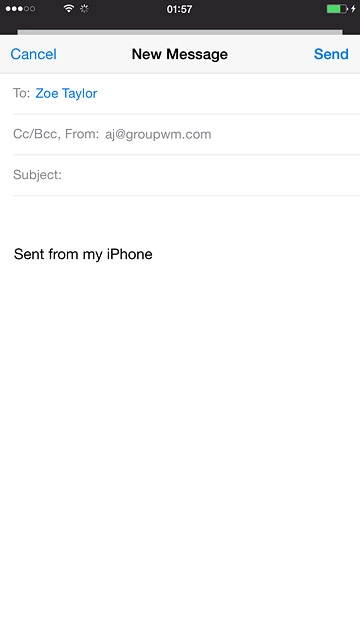 Press Subject and key in a subject for the email message.