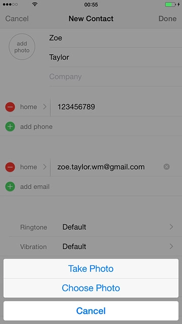 To take a new picture:Press Take Photo.